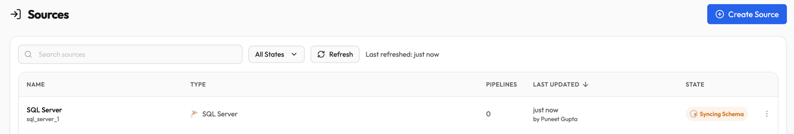 Source syncing schema