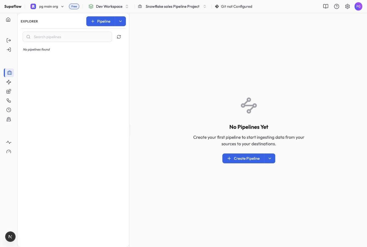 Snowflake project pipelines page