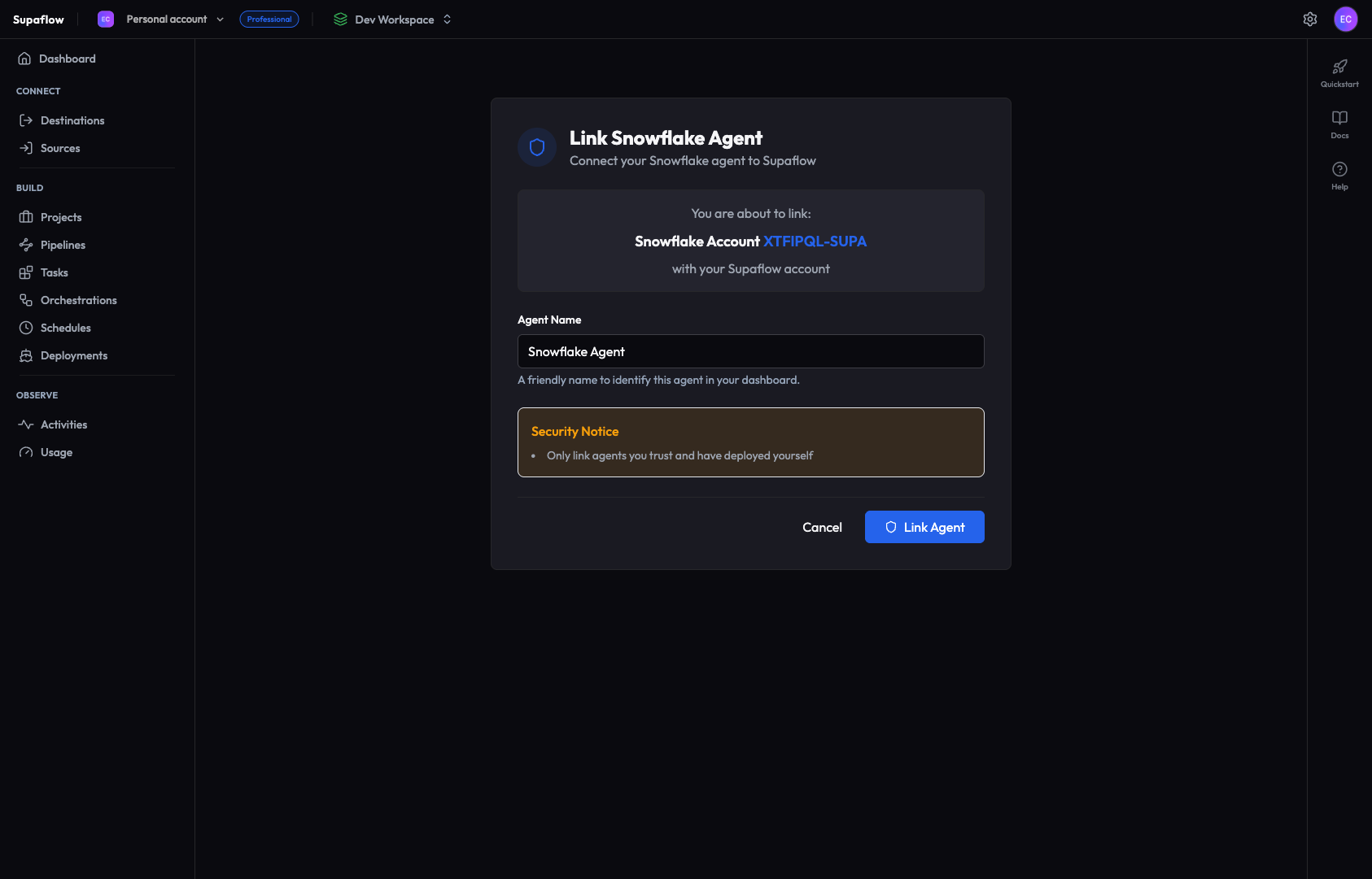 Link Agent in Supaflow