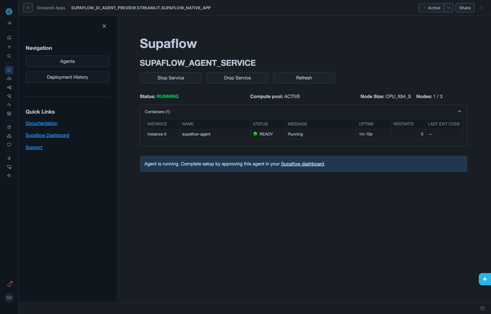 Agent running in Streamlit