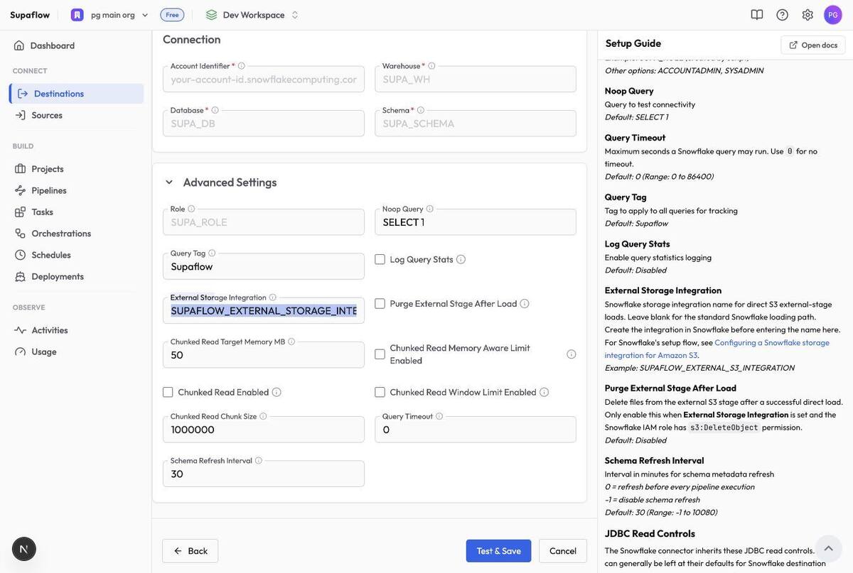 Snowflake external storage integration setting