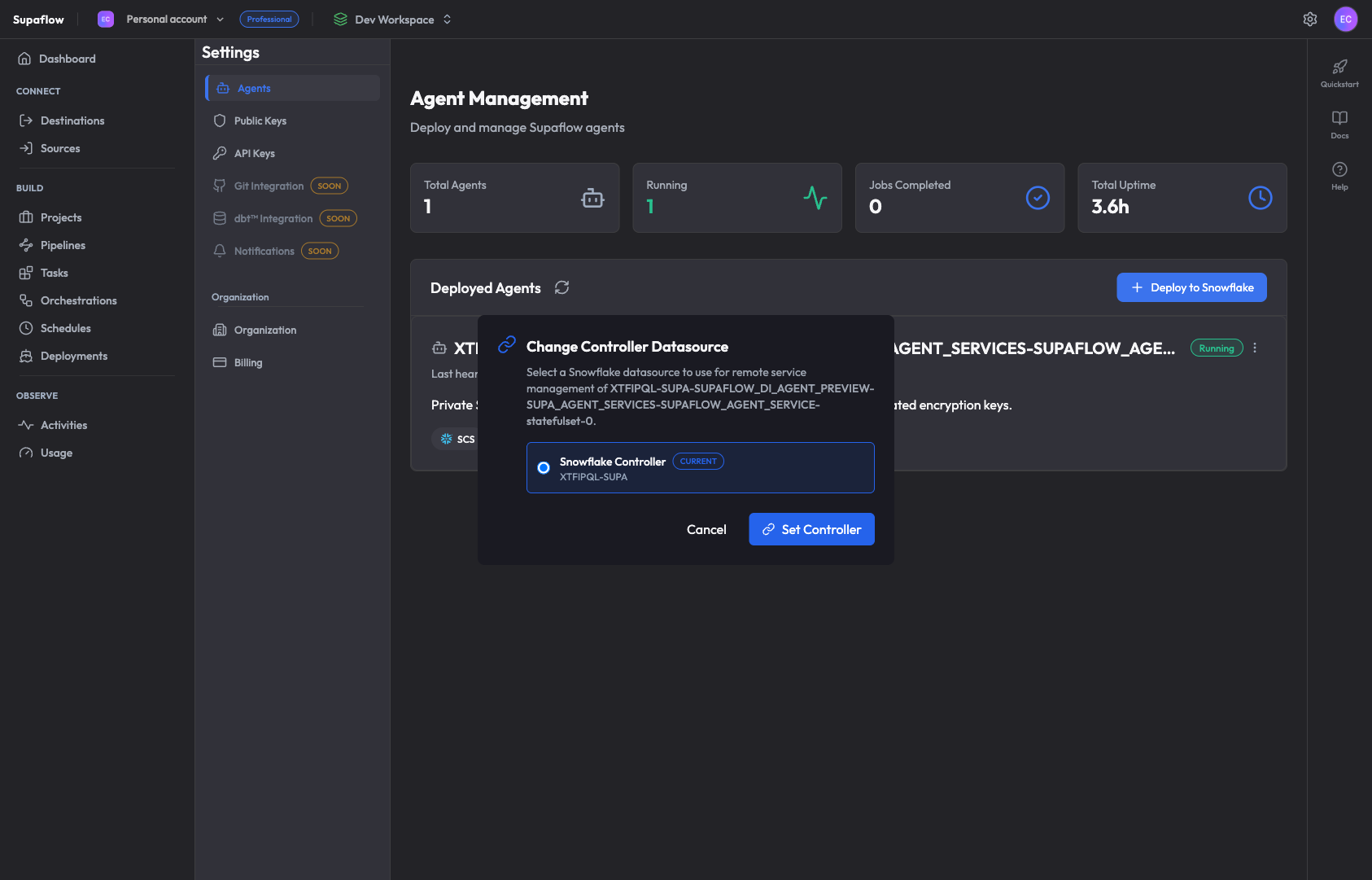 Change Controller modal