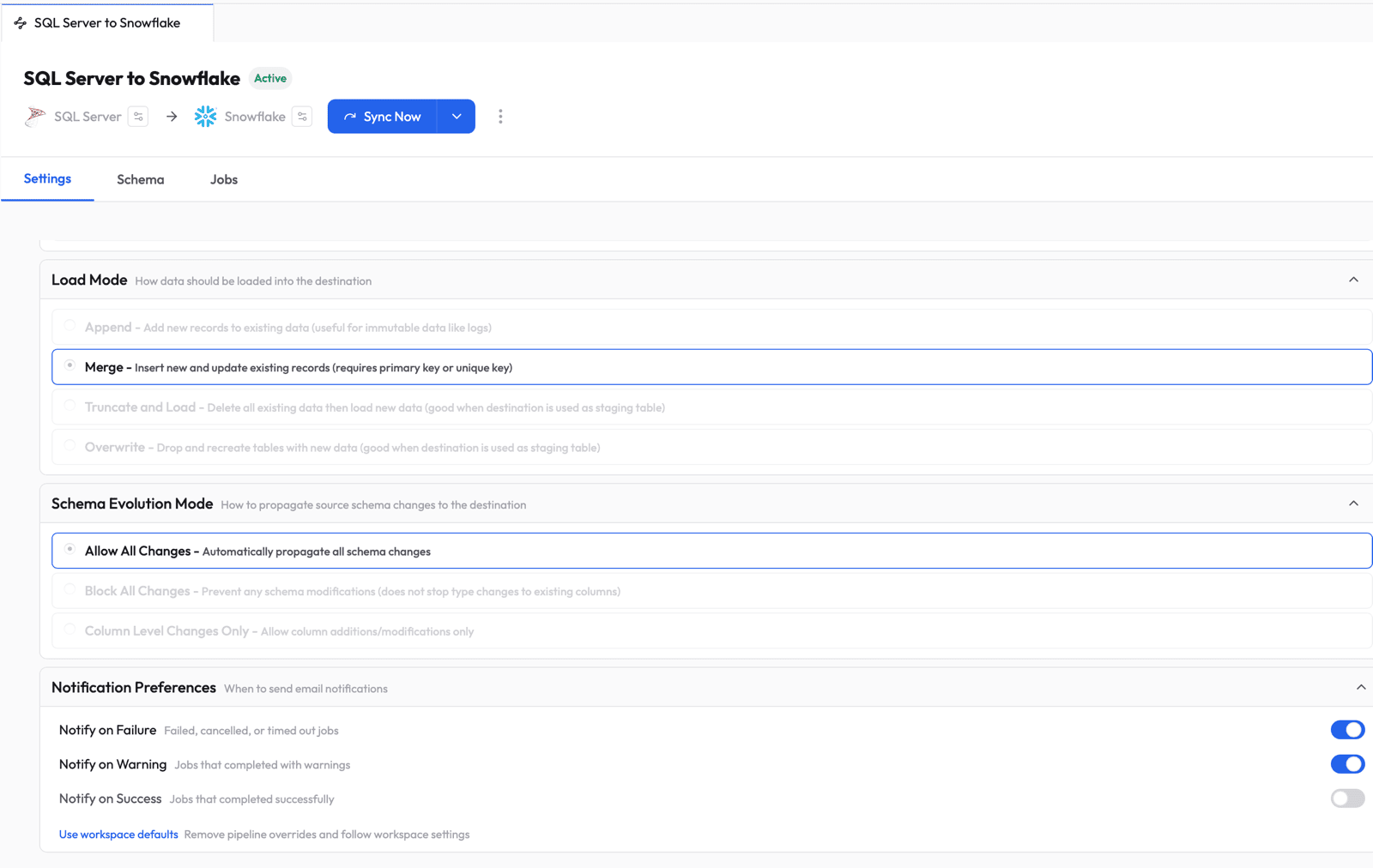 Pipeline notification preferences